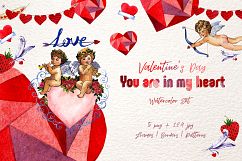 Valentines Day PNG watercolor set Product Image 1