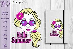 Summer girl, Cool girl, Hello summer, flower girl cut file Product Image 4