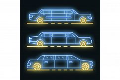 Limousine icons set vector neon Product Image 1