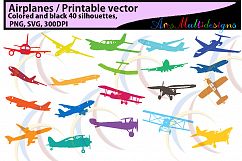 Airplane / aeroplane / printable aeroplane / SVG FILES /silhouette / vector / black &amp; color / airplane silhouette / aeroplane silhouette Product Image 1