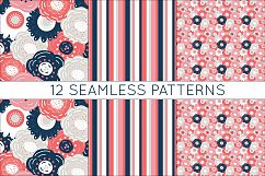 Navy and Coral Vector Digital Paper Product Image 3