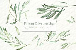 Olive branches. Watercolor clipart. Product Image 1