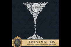 16 Diamond Wine Glass and Bottle Clip arts, Diamond Party Product Image 5