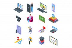 Distance education icons set, isometric style Product Image 1