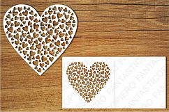 Heart with hearts SVG files for Silhouette Cameo and Cricut. Valentine&#039;s day card svg, wedding invitation template cut files and clipart. Product Image 1