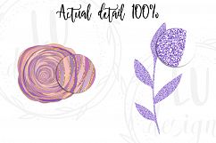 Floral and Glitter Clipart, Purple Flowers Graphics Product Image 7