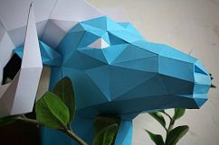 Diy Paper Sculpture - Ram Head, Paper Trophy, Animal Trophy, Loft Decor, Wall Decor, 3D papercraft model, animal head, lowpoly paper, DIY Product Image 4