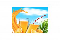 Orange Juice Fresh Drink Promotional Poster Vector Product Image 1