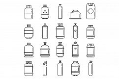 Industrial gas cylinders icons set, outline style Product Image 1