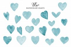 Blue Watercolor Hearts - set of 20 handpainted hearts Product Image 1