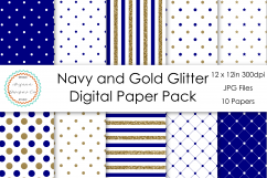 Navy and Gold Glitter Digital Paper Pack Product Image 1