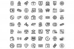 Bank cash icons set, outline style Product Image 1