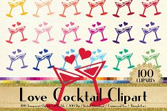 100 Love Cocktail Glass Clip Arts, Love Valentine Clip arts Product Image 1