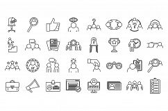 Recruiter agency icons set, outline style Product Image 1