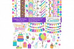 Happy Birthday SVG Scrap Kit- Cut Files &amp; Digital Paper Craft Bundle