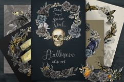 Halloween watercolor pack, Jack o Lantern pumpkin, wreath Product Image 3