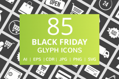 85 Black Friday Glyph Inverted Icons Product Image 1