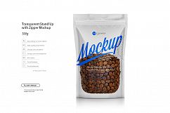 Transparent Stand Up with Zipper Mockup Product Image 1