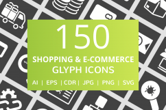 158 Shopping &amp; E-Commerce Glyph Inverted Icons Product Image 1