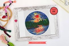 Sunset on the river Cross stitch pattern, Seascape Product Image 2