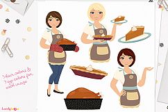 Thanksgiving woman character clip art (L327 Olivia) Product Image 1