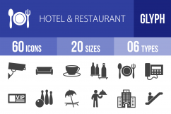 60 Hotel &amp; Restaurant Glyph Icons Product Image 1