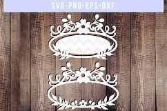 Floral Frame SVG Cut File, Home Sign Papercut, DXF, EPS, PNG Product Image 1