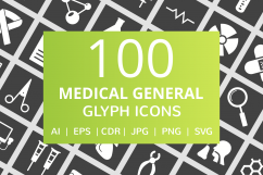 100 Medical General Glyph Inverted Icons Product Image 1
