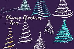Glowing Christmas Trees Clipart Product Image 1