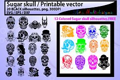 sugar skull silhouette / 20 sugar skull / sugar skull SVG / EPS /Dxf / vector skull / PNG /colored / Hq / colored skull / silhouette svg Product Image 1