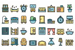 Bedroom icons set vector flat Product Image 1