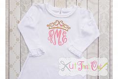  EXCLUSIVE Princess Crown Monogram Font Frame SVG &amp; DXF Cut File Product Image 2