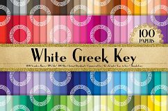 100 Seamless White Circle Greek Key Digital Papers Product Image 1