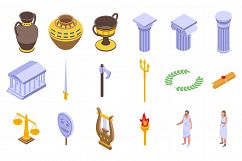 Ancient Greece icons set, isometric style Product Image 1