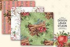 Watercolor Apple Cinnamon digital paper pack Product Image 4