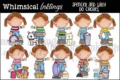 Spencer and Sally Do Chores Clipart Collection Product Image 1