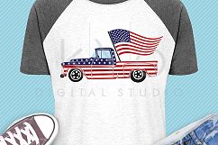 4th of July American flag truck SVG DXF PNG EPS files Product Image 2