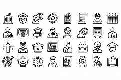 Job students icons set, outline style Product Image 1