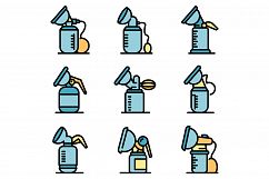 Breast pump icons set vector flat Product Image 1