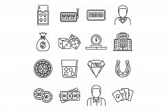 Croupier casino icons set, outline style Product Image 1