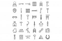 Blacksmith tools icons set, outline style Product Image 1