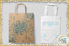 Teal Aqua Foil Glitter Seamless Digital Papers,Borders Set Product Image 11