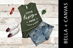 Military Green Bella Canvas 8803 Women&#039;s Tank Top Mockup Product Image 1