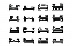 Lathe automated icons set, simple style Product Image 1