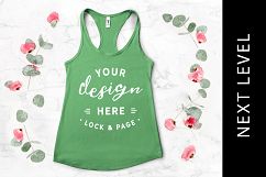 Kelly Green Tank Top Mockup Next Level 1533 Vest Flat Lay Product Image 1