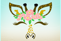 Giraffe Face With Flowers Svg Dxf Eps Png Svg Files Product Image 2