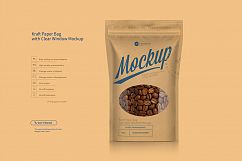 Kraft Paper Bag Stand up Pouch Doypack with Clear Window Mockup Product Image 2
