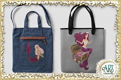 Mermaids Clipart design in Pink and Purple gold glitter - Huge Set of : PNG files Product Image 12
