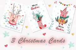 Watercolor Christmas Pig Collection Product Image 2