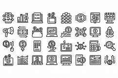 Monetization icons set, outline style Product Image 1